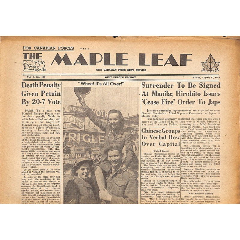 ABAO Journaux et périodiques The Maple Leaf. 1945/08/17. Vol.3 N°123.