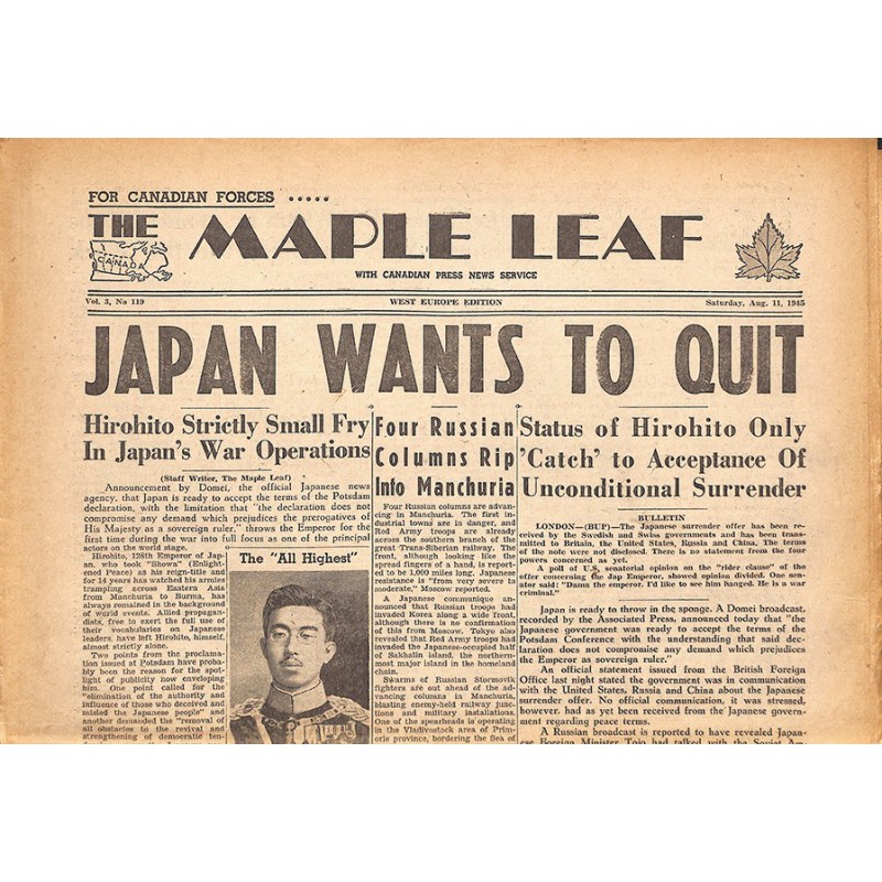 ABAO Journaux et périodiques The Maple Leaf. 1945/08/11. Vol.3 N°119.