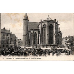 ABAO 88 - Vosges [88] Epinal - L'Eglise Saint-Maurice et le marché.