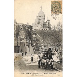 ABAO 75 - Paris [75] Paris - Montmartre. Le Sacré-Coeur et le Funiculaire.