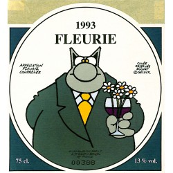 ABAO Varia Geluck - Le Chat. Etiquette de vin. Fleurie 1993.