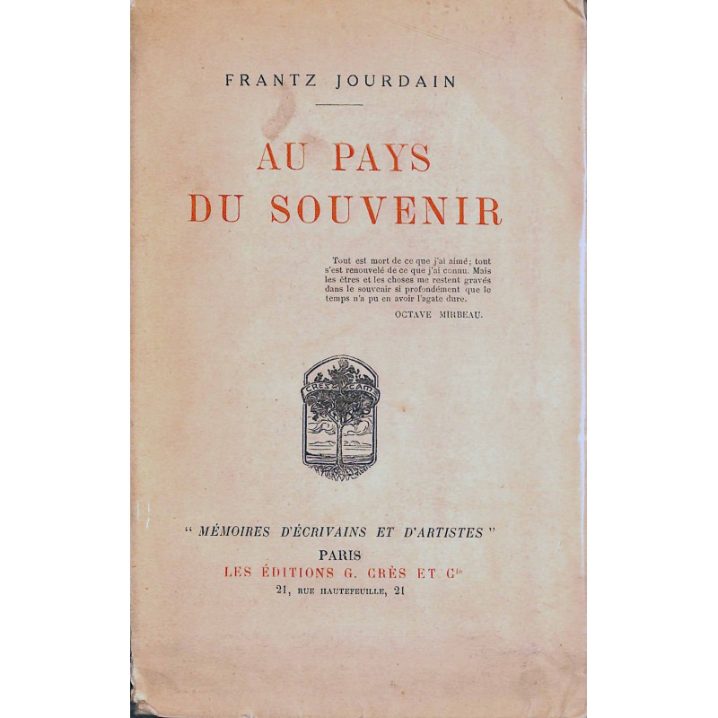 ABAO Grands papiers Jourdain (Frantz) - Au Pays du souvenir. EO.