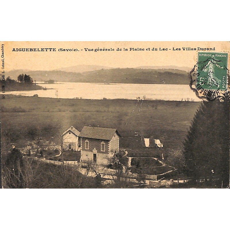 ABAO 73 - Savoie [73] Aiguebelette - Vue générale de la Plaine et du Lac. Les Villas Durand.